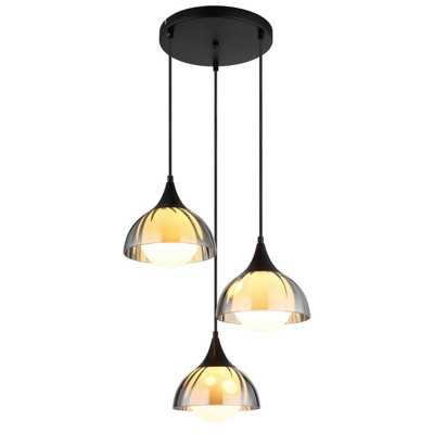 B&Q -  Luminosa Eva Cluster Pendant Ceiling Light Matt Black Smoke Glass Shade 3X G9