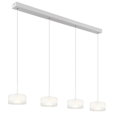 Luminosa Lighting Luminosa Belinda Bar Pendant Ceiling Light White Matt Opal Glass Shade 4X Led 4000K from B&Q