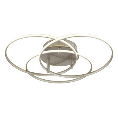 Luminosa Lighting Luminosa Kombos 45.6Cm Integrated Led Semi Flush Ceiling Light Nickel Matt 3X Led 4000K from B&Q