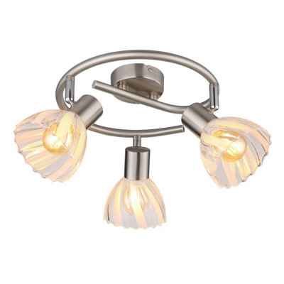 Luminosa Lighting Luminosa Zachery Ceiling Spotlight Clusters Nickel Matt Satined Glass Shade 3X E14 from B&Q