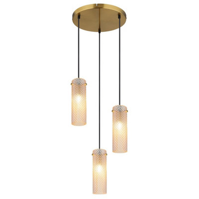 Luminosa Lighting Luminosa Karolo Cluster Pendant Ceiling Light GoldAmber Glass Shades3X E14 from B&Q