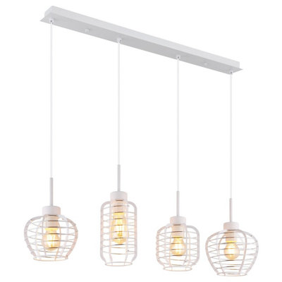 B&Q -  Luminosa Nesa Bar Pendant Ceiling Light Matt White 4X E27
