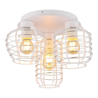 B&Q -  Luminosa Nesa Semi Flush Ceiling Light Matt White 3X E27