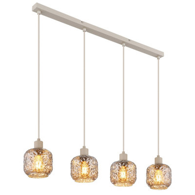 B&Q -  Luminosa Antonio Bar Pendant Ceiling Light Matt Beige 4X E27