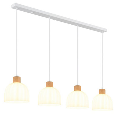 B&Q -  Luminosa Swanson Bar Pendant Ceiling Light Matt WhiteGlass Opal Shades4X E27