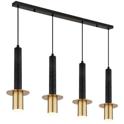 B&Q -  Luminosa Shanna Bar Pendant Ceiling Light Matt BlackBrass 4X Gu10 Led