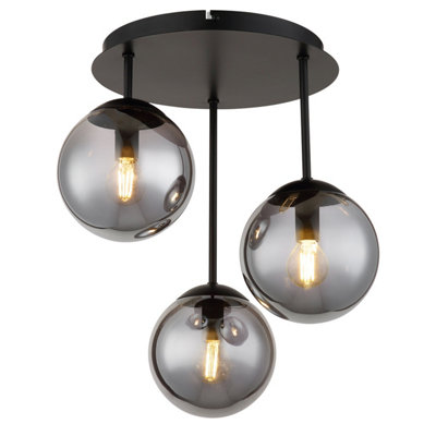 Globo Harmon Ceiling Light, Black/Smoke, Glass, Ø 33 Cm, E14 - Image 3