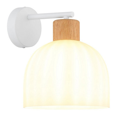 Luminosa Lighting Luminosa Swanson Dome Wall Lamp Matt WhiteGlass Opal ShadesE27