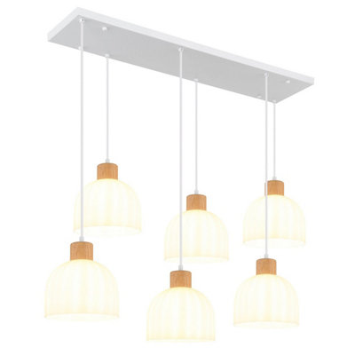 B&Q -  Luminosa Swanson Cluster Pendant Ceiling Light Matt WhiteGlass Opal Shades6X E27