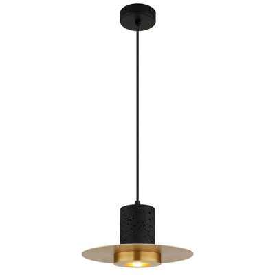 B&Q -  Luminosa Shanna Pendant Ceiling Light Matt BlackBrass E27 Led