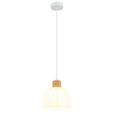 Luminosa Lighting Luminosa Swanson 20Cm Dome Pendant Ceiling Light Matt WhiteGlass Opal ShadesE27