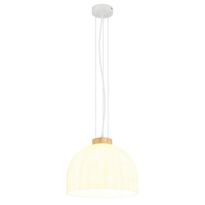 Luminosa Lighting Luminosa Swanson 30Cm Dome Pendant Ceiling Light Matt WhiteGlass Opal ShadeE27