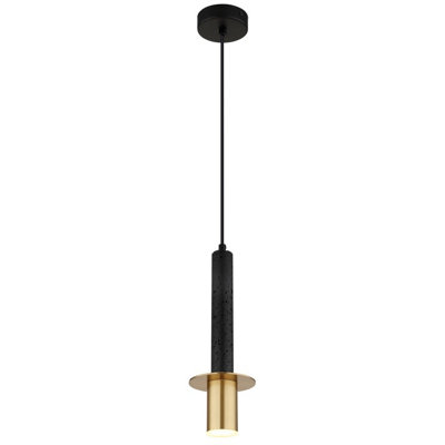 B&Q -  Luminosa Shanna Slim Pendant Ceiling Light Matt BlackBrass Gu10 Led