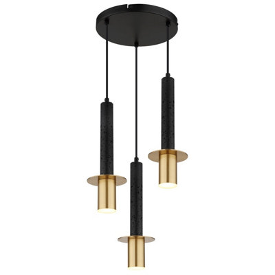 B&Q -  Luminosa Shanna Cluster Pendant Ceiling Light Matt BlackBrass 3X Gu10 Led