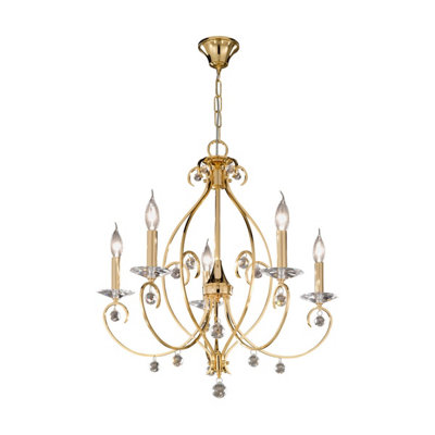 Luminosa Lighting Luminosa Carat Crystal Multi Arm Chandeliers 5 Light 24 Carat Gold from B&Q