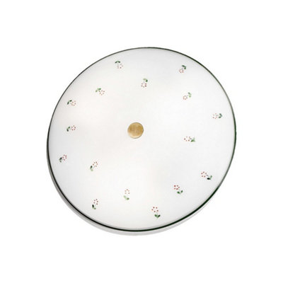 Luminosa Lighting Luminosa Nonna Cottage Style Glass Patterned Flush Ceiling Lamp Antique Brass3X E27 from B&Q