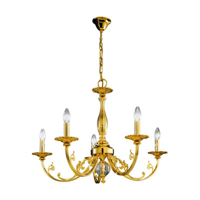 Luminosa Lighting Luminosa Pisani Multi Arm Chandeliers 5 Light 24 Carat Gold from B&Q