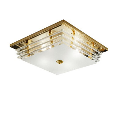 Luminosa Lighting Luminosa Ontario Lifestyle Patterned Flush Ceiling Lamp Polished Gold4X E27 from B&Q
