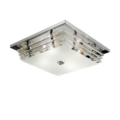 Luminosa Lighting Luminosa Ontario Lifestyle Patterned Flush Ceiling Lamp Polished Chrome4X E27 from B&Q