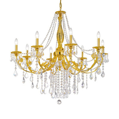 Luminosa Lighting Luminosa Pisani Crystal Crystal Multi Arm Chandeliers 8 Light 24 Carat Gold from B&Q