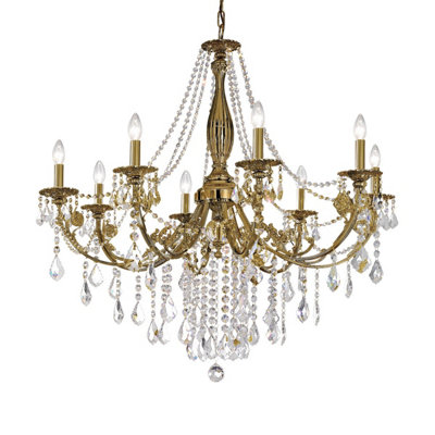 B&Q -  Luminosa Pisani Crystal Crystal Multi Arm Chandeliers 8 Light Antique Brass