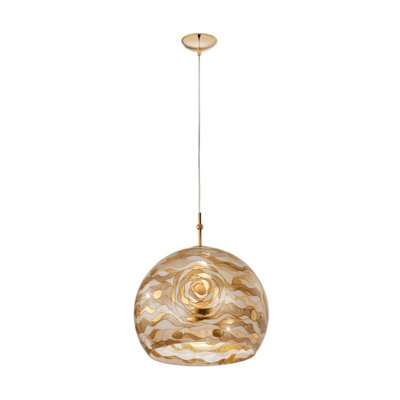 Luminosa Lighting Luminosa Luna Glass Dome Pendant Ceiling Light 24 Carat Gold from B&Q