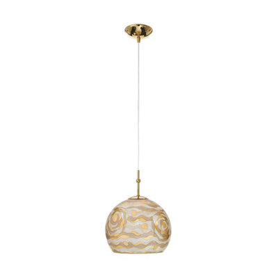 Luminosa Lighting Luminosa Luna Glass Dome Pendant Ceiling Light 24 Carat Gold from B&Q