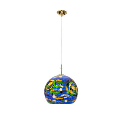 Luminosa Lighting Luminosa Luna Glass Dome Pendant Ceiling Light 24 Carat Gold from B&Q