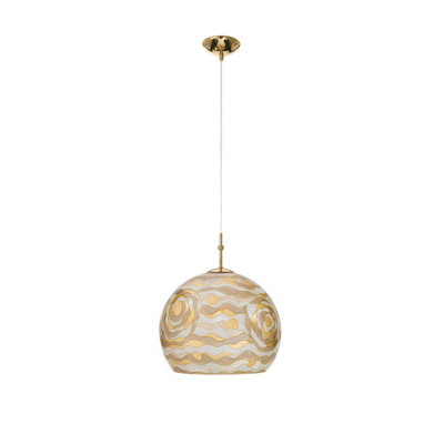 Luminosa Lighting Luminosa Luna Glass Dome Pendant Ceiling Light 24 Carat Gold from B&Q