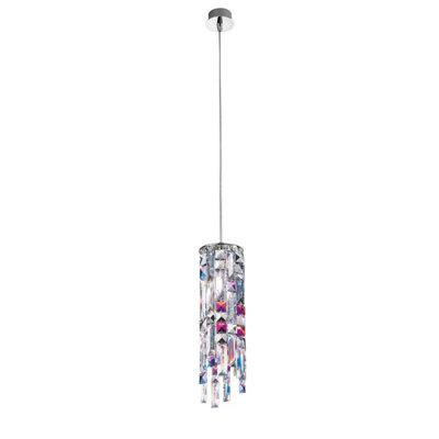 Luminosa Lighting Luminosa Prisma Crystal Pendant Ceiling Light Chrome from B&Q