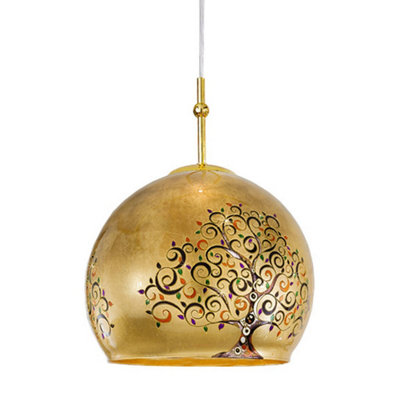 Luminosa Lighting Luminosa Luna Glass Dome Pendant Ceiling Light 24 Carat Gold from B&Q