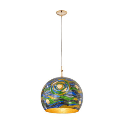 Luminosa Lighting Luminosa Luna Glass Dome Pendant Ceiling Light 24 Carat Gold from B&Q