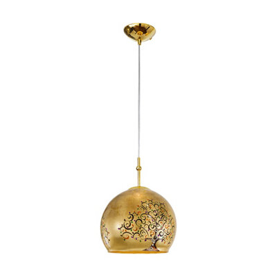 Luminosa Lighting Luminosa Luna Glass Dome Pendant Ceiling Light 24 Carat Gold from B&Q