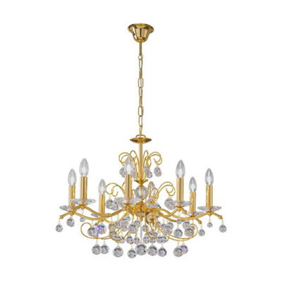 Luminosa Lighting Luminosa Carmen Classic Crystal 8 Arm Chandelier Polished Gold8X E14 from B&Q