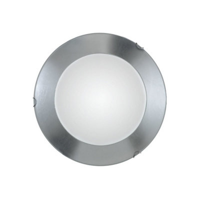 Luminosa Lighting Luminosa Moon Lifestyle Simple Flush Ceiling Light Chrome2X E27 from B&Q