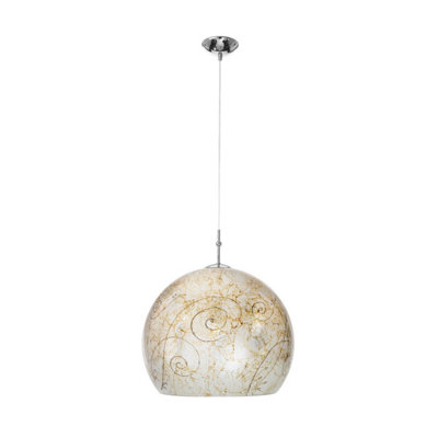 Luminosa Lighting Luminosa Luna Glass Dome Pendant Ceiling Light Chrome from B&Q
