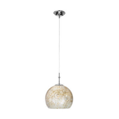 Luminosa Lighting Luminosa Luna Glass Dome Pendant Ceiling Light Chrome from B&Q