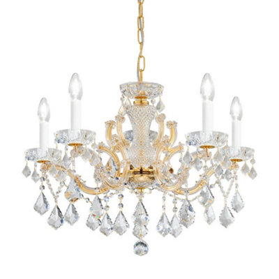 Luminosa Lighting Luminosa Maria Classic Crystal 5 Arm Chandelier Polished Gold5X E14