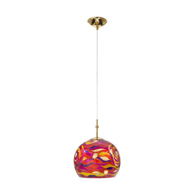 Luminosa Lighting Luminosa Luna Glass Dome Pendant Ceiling Light 24 Carat Gold from B&Q