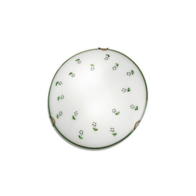 Luminosa Lighting Luminosa Moon Cottage Style Glass Patterned Flush Ceiling Lamp Antique Brass1X E27 from B&Q
