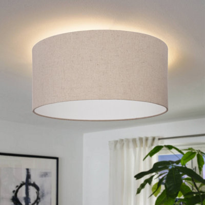 Eglo Feniglia Natural Linen Drum-Shaped Ceiling Light from B&Q