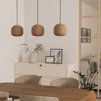 Eglo Cominio Two Toned Satin Glass 3-Light Pendant from B&Q