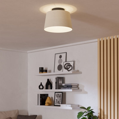 Eglo Febres Natural Fabric & Steel Contemporary Ceiling Black/Light