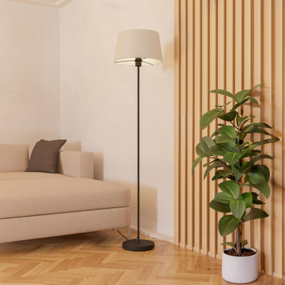 B&Q -  Febres White Fabric & Black Steel Traditional Floor Lamp