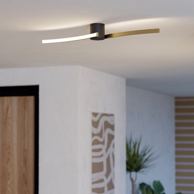 Eglo Unisex Brown Aieta Black & Brushed Brass Minimalist Ceiling Light In - Image 7