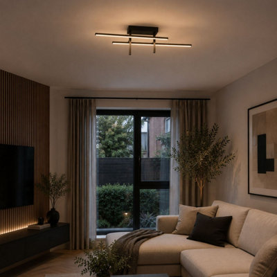 B&Q -  Trepiliano Aluminium & Steel Black Modern Led Linear Ceiling Light - Image 9