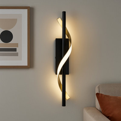 Eglo Conaprato Black & Brushed Brass Modern Wall Light - Image 4