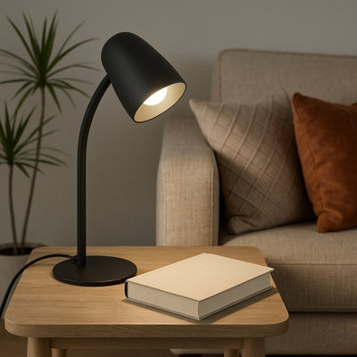 Eglo Black Carlo Modern Steel Flexible Desk Lamp,