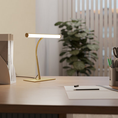 Eglo White Riccione Led Tuneable Desk Lamp, Brushed Brass 40Cm