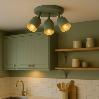 Eglo Green Tilston Steel Minimalist Triple Ceiling Spotlight,